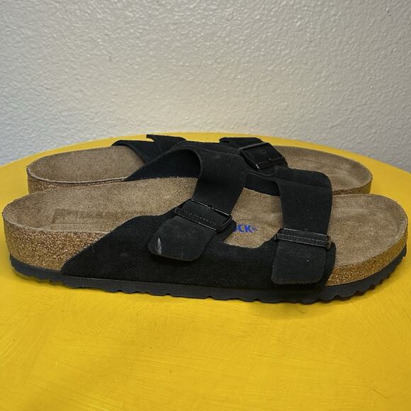 NEW Men’s Birkenstock Arizona Soft Slide Sandal Black Oiled Leather Sz 42 9 Flaw main image 7